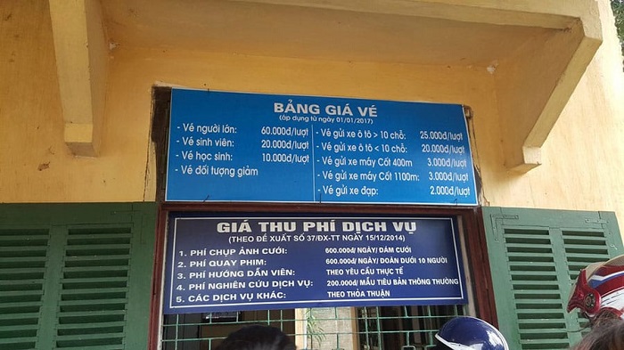 Bảng giá vé vào cửa của Vườn Quốc gia Ba Vì 