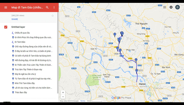 Bản đồ google map đường đi Khu du lịch Tam Đảo - Vĩnh Phúc.