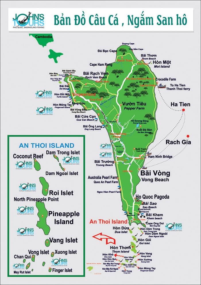 Bản đồ phía Tây đảo