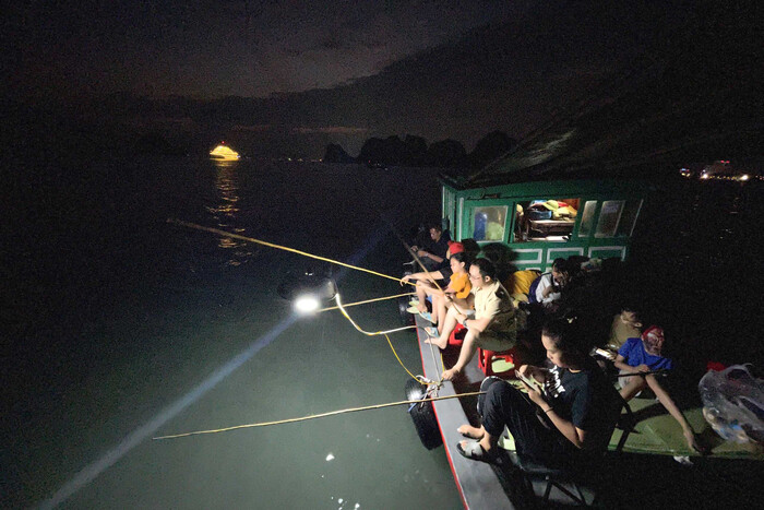 Trải nghiệm câu cá đêm thú vị chỉ có ở các tour du thuyền Hạ Long