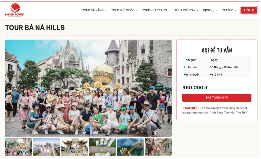 Tour Bà Nà Hills được Đại Việt Tourist tổ chức chuyên nghiệp lịch trình khoa học 