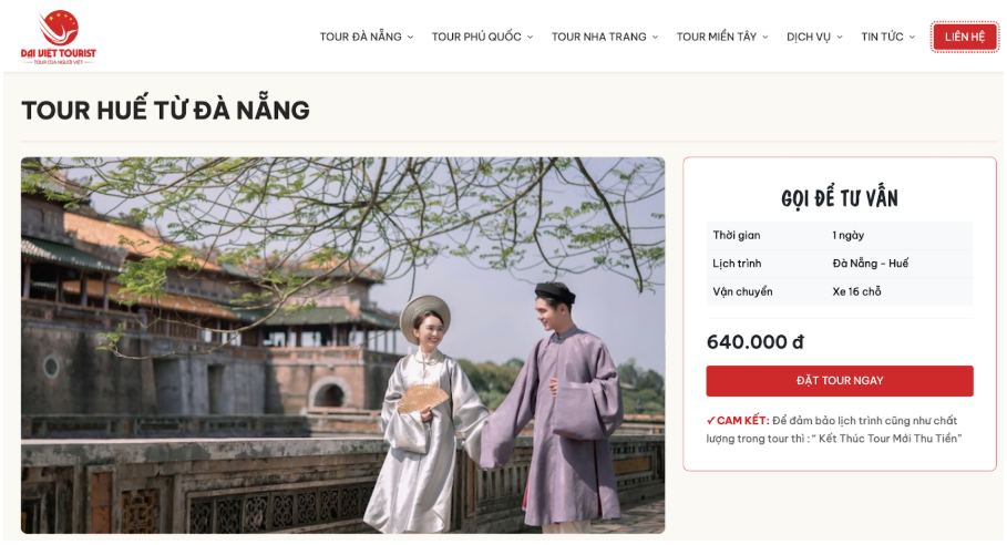 Chương trình tour Huế của Đại Việt Tourist được khách hàng đánh giá cao